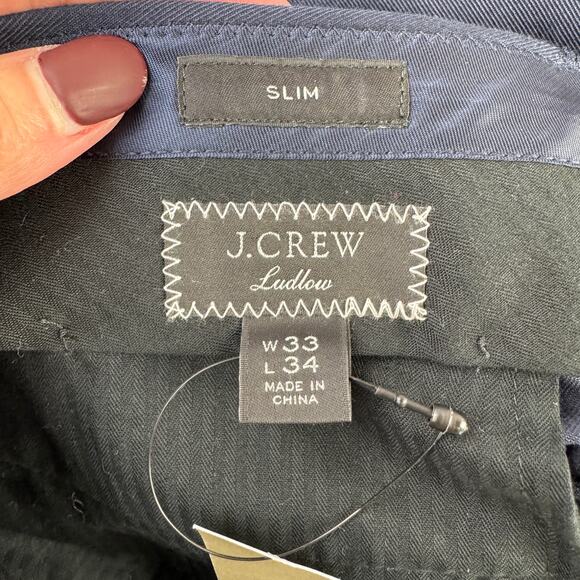NWT J. Crew Navy Ludlow Slim-fit Suit Pant in Italian Chino AT051 Size 33 x 34 - Picture 9 of 16